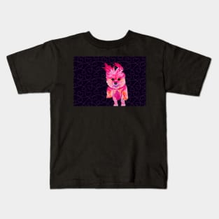 I Love Luz the Chorkie over Pink Hearts with Black Kids T-Shirt